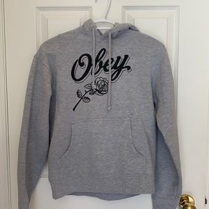 Women’s grey rose Obey hoodie.